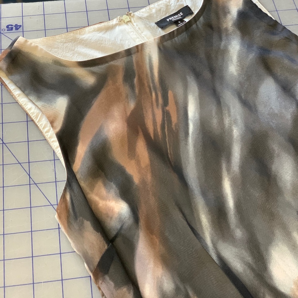 Premise grey, brown & cream fitted dress size 4